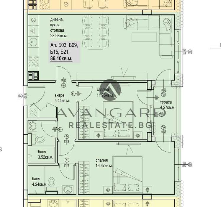 Продава се Тристаен апартамент в Пловдив, Кършияка - 100 кв.м за 1153 €/кв.м - Снимка #1
