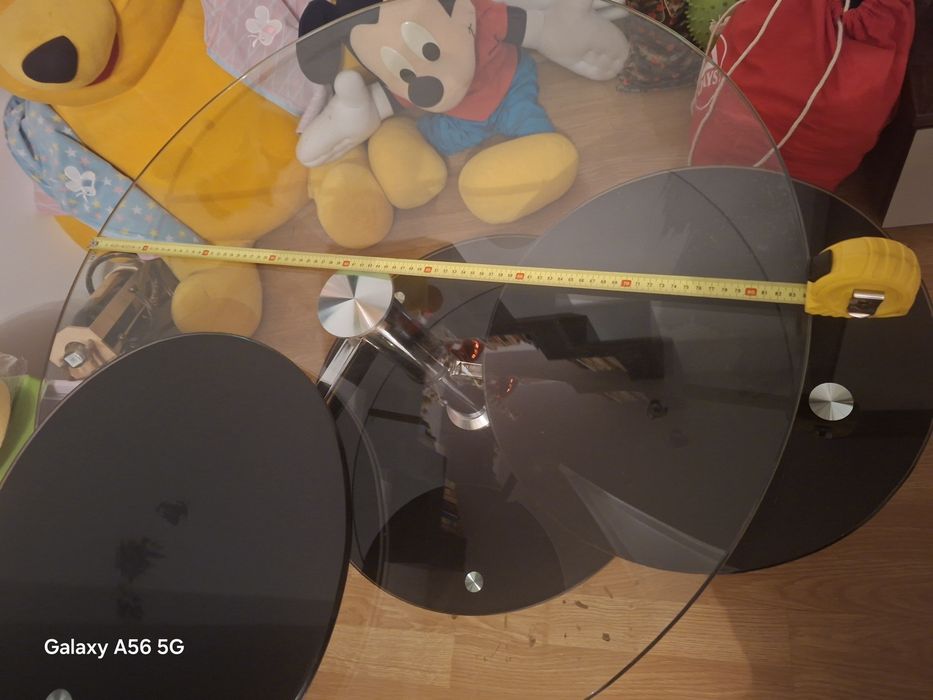 Masa sticla Living   + 2 tamburele