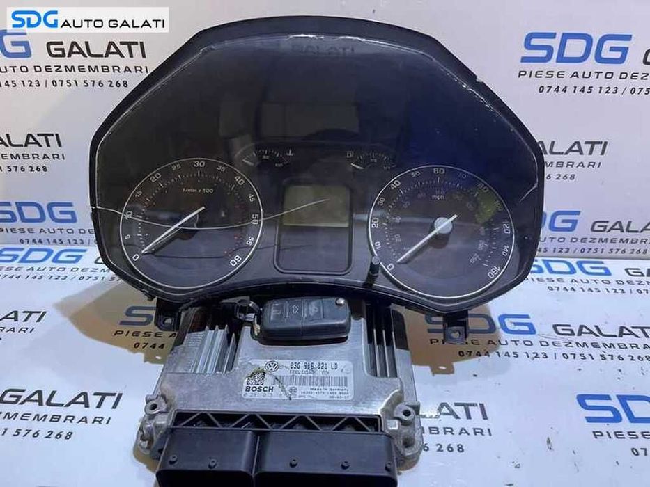 Kit Pornire ECU Calculator Motor Imobilizator Cip Cheie Skoda Octavia 2 2.0 TDI BKD 2004 - 2008 Cod 03G906021LD 0281013187 [L4407]