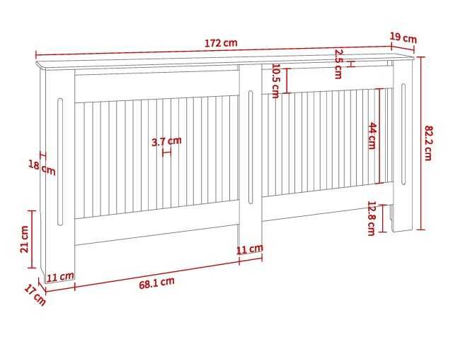 Panou decorativ- Masca calorifer, lemn MDF alb lucios 78 - 172 cm