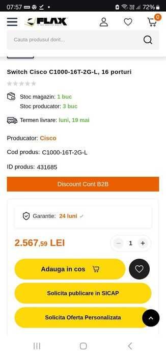 Switch Cisco C1000-16T-2G-L nou sigilat in cutie