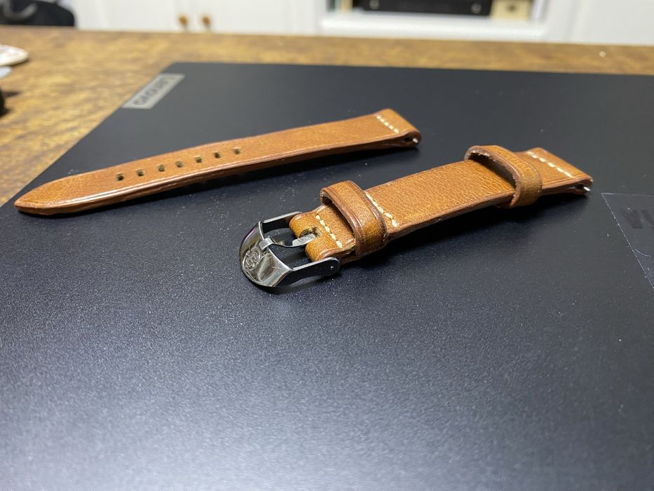 Curea de ceas maro cognac - 20 mm - lucrata manual