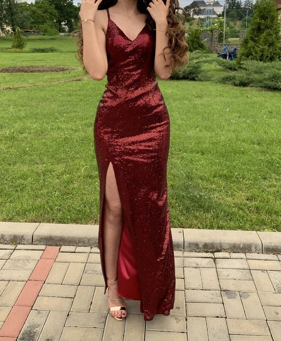 Rochie paiete burgundy