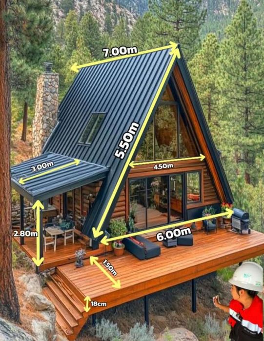 Cabane tip A din lemn