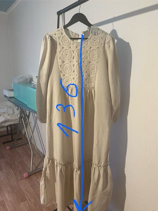 Платье из льна молочное,платье Изабель гарсия