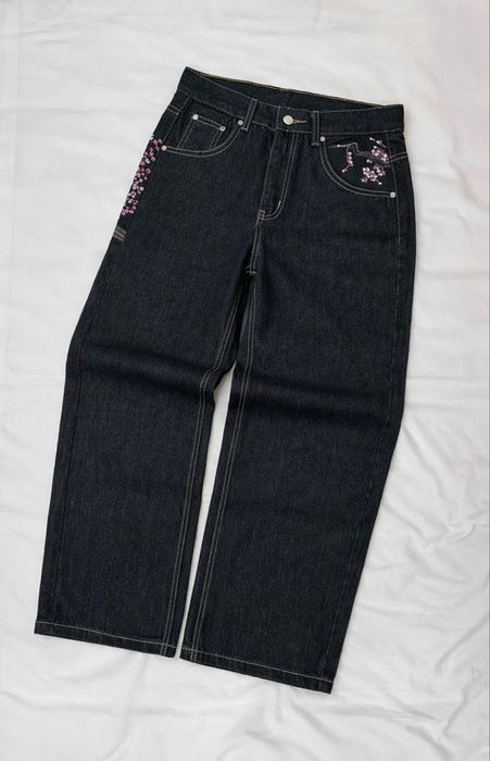 Blugi Blossom Baggy cu Broderie V2 jeans stil Y2K,casual,unisex