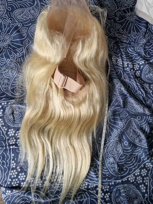 Peruca blonda 100% par uman natural  noua lace dantela bob lung
