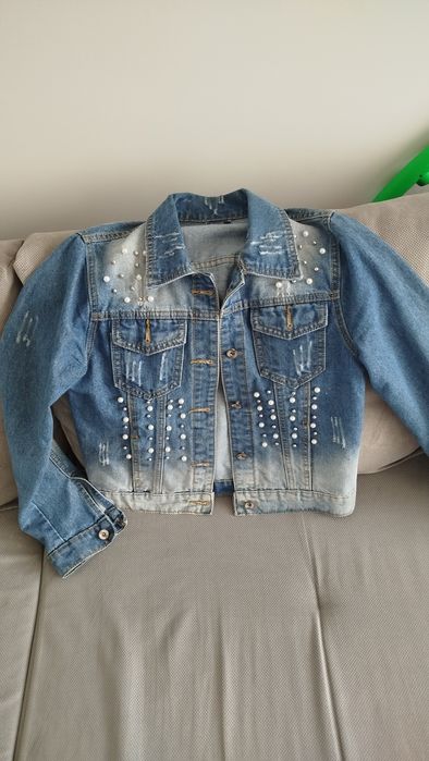 Дънково яке с перли