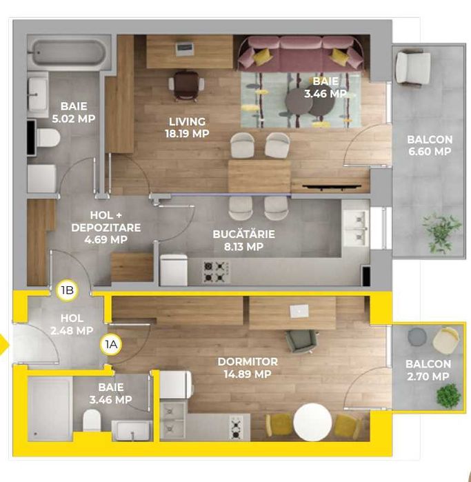 Apartament 2 camere, 2 băi, 2 x randament - Avantgarden 3 Brașov
