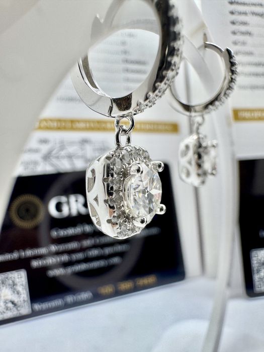 Сребърни обеци с мойсанит (Диамант) 1 карат