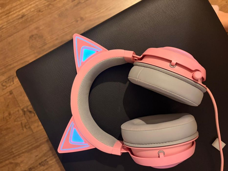 Casti gaming Razer Kraken Kitty V2, microfonUSB Type A, Quartz Edition