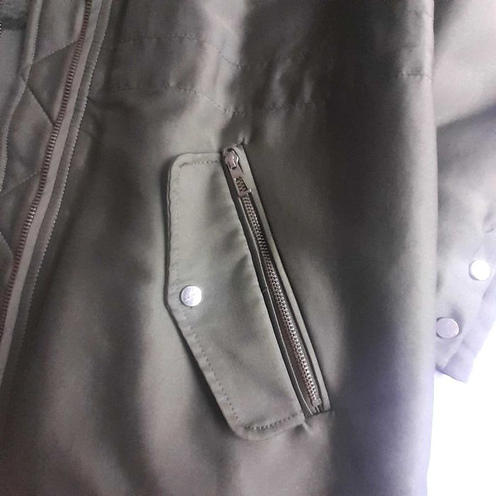 Geacă de damă, cu glugă cu blăniță, Orsay, verde olive, mărimea 38