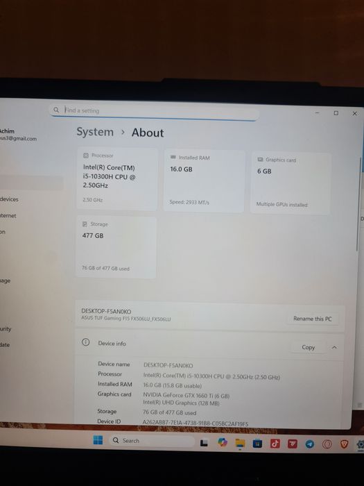 Vând/ schimb laptop gameing Asus Tuf f15
