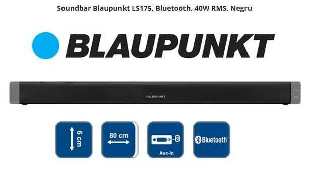 Soundbar Blaupunkt LS175, Bluetooth, 40W RMS, Negru