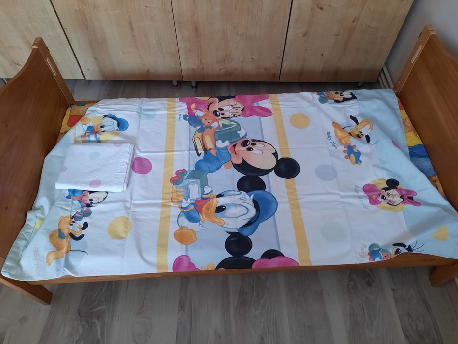 Pat copii 140x70 cm cu saltea 5 cm grosime