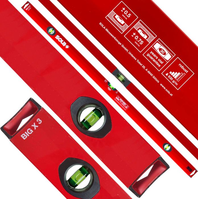 Алуминиев нивелир SOLA BIG X - 60 / 80 / 120 / 150 / 200 мм
