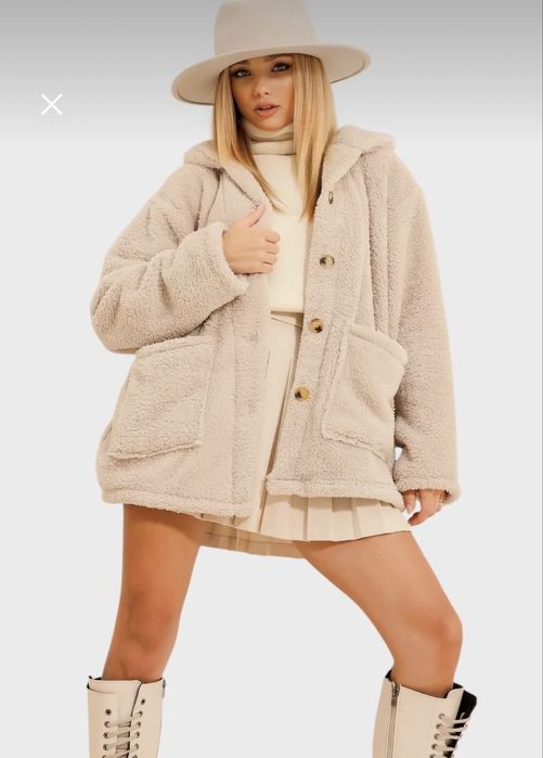 Пухено палто с качулка