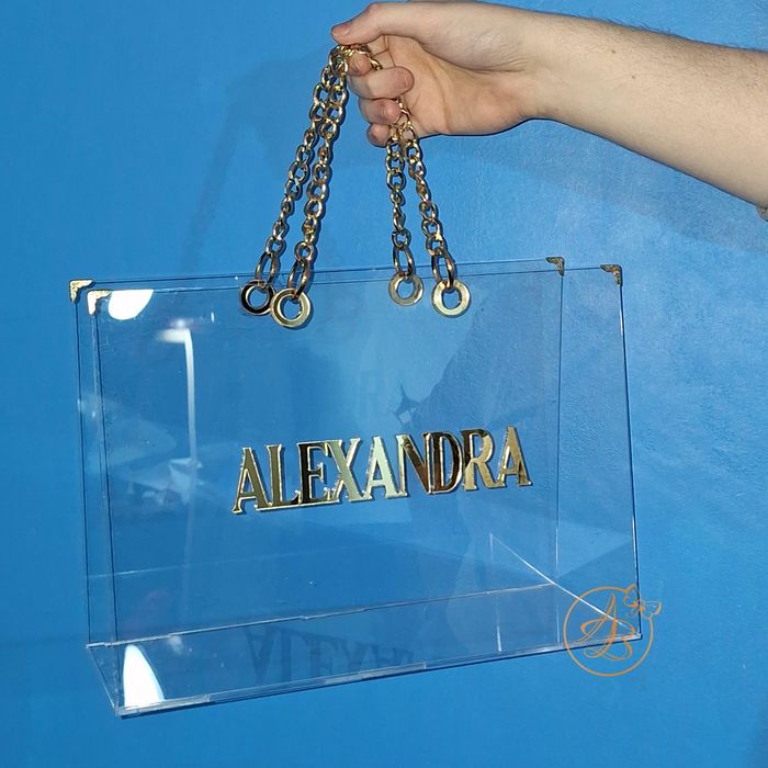 Posete  gentute din plexiglass transparent  pentru flori si cadouri