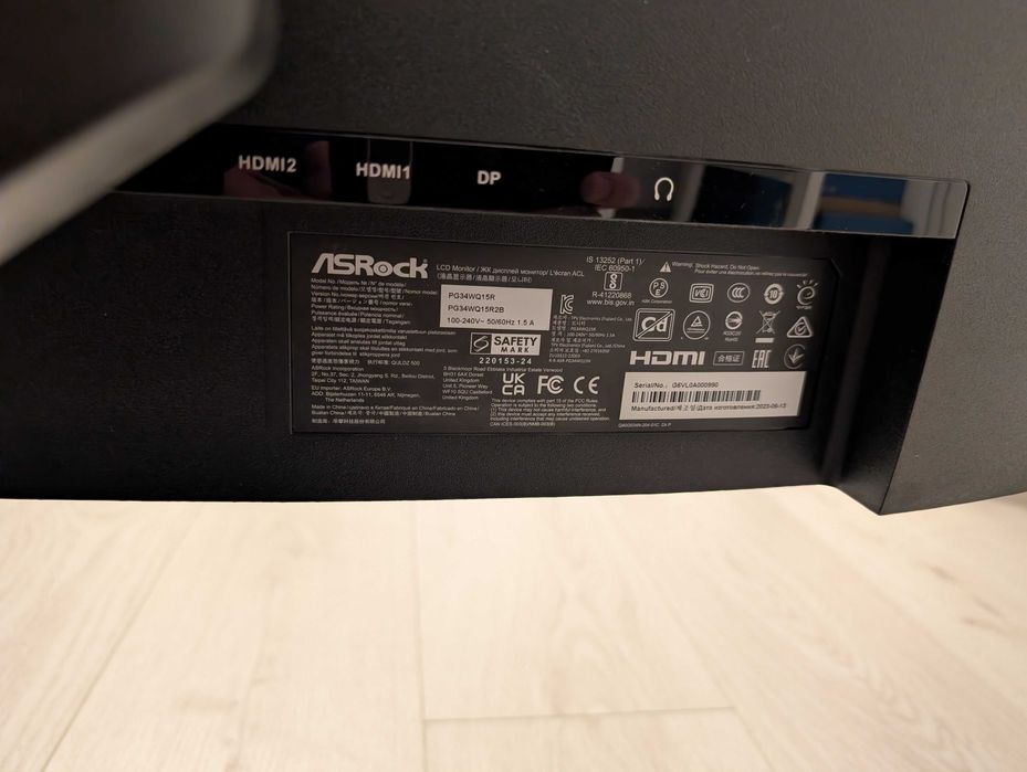 Monitor Gaming Curbat  ASRock PG34WQ15R2B