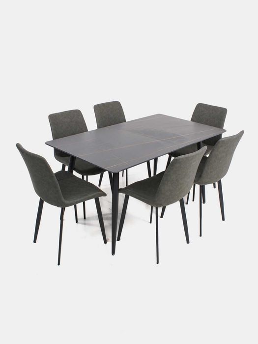 Комплект стол и стулья из натурального мрамора, современный дизайн