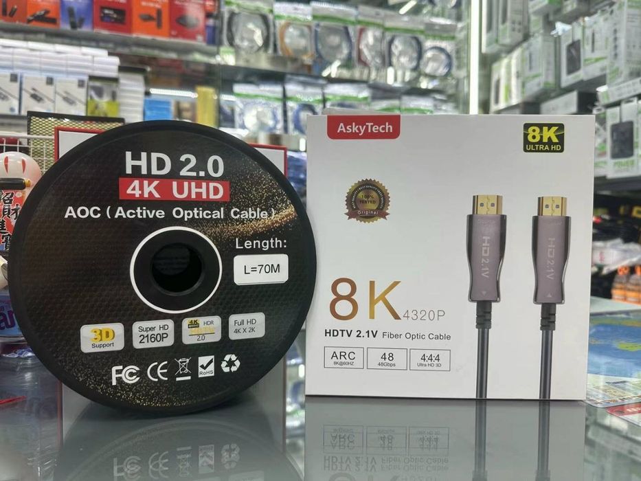 Кабель оптика HDMI 8K 5м/10м/15м/20м/25м/30/40м/50м