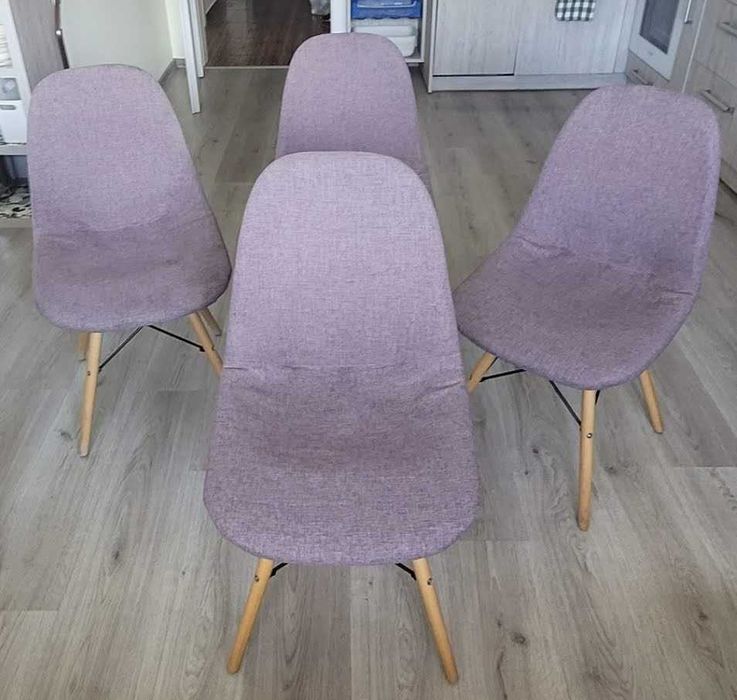 4 броя трапезни столове скандинавски стил с текстилна тапицерия