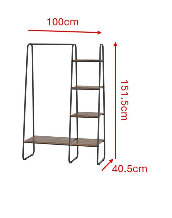 Stender haine cu rafturi din lemn