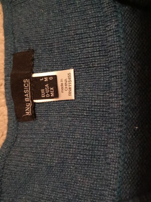 Vesta dama Mango, tricot subțire, lana 30%, turcoaz, mărime L