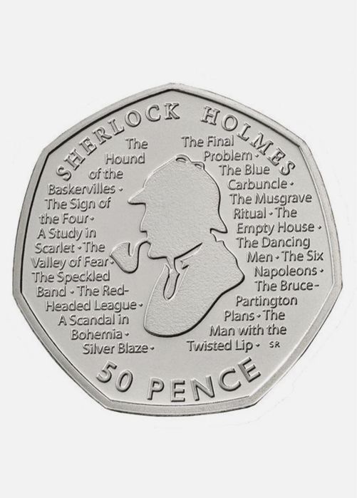 Монета Англии , 50 пенсов Шерлок Холмс