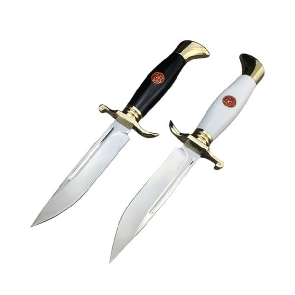 Set doua cutite de vanatoare,teaca din piele naturala, lama 440C,26 cm