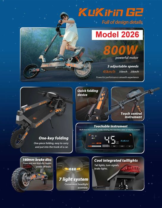 G2 2026‼️SIGILATA Noua‼️Kukirin G2‼️editia 2026‼️ 55 Km/h, Motor 800W Noua Sigilata 0 KM