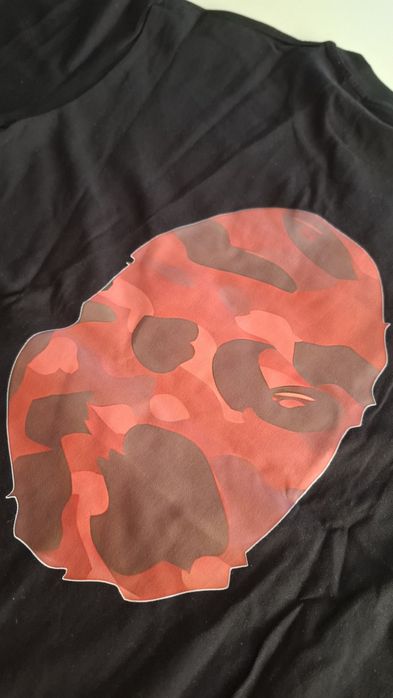 Tricou Bape Negru, Print Rosu, Marimea L