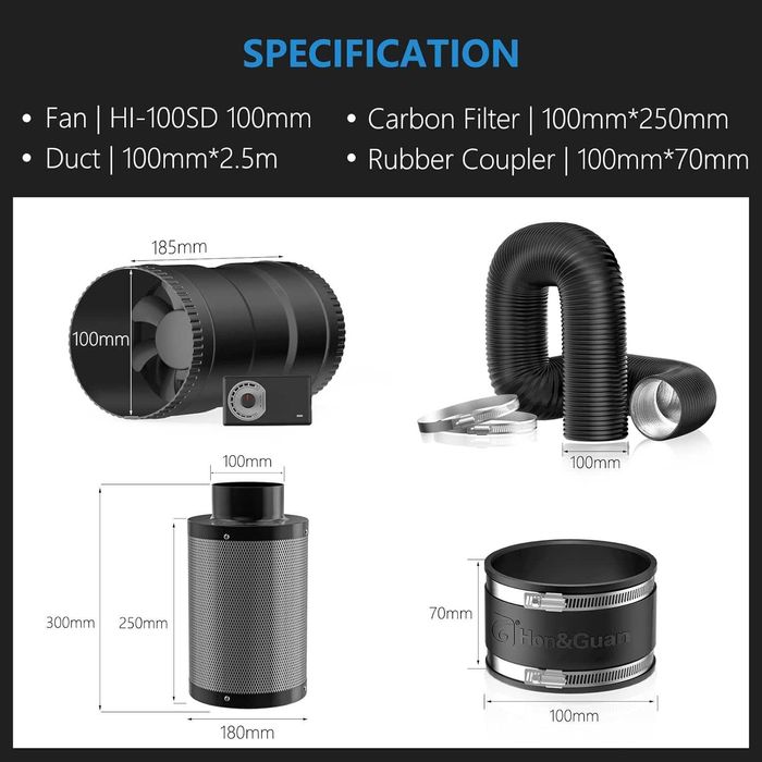 Sistem de ventilație pentru cort de creștere Plante Seră filtru carbon