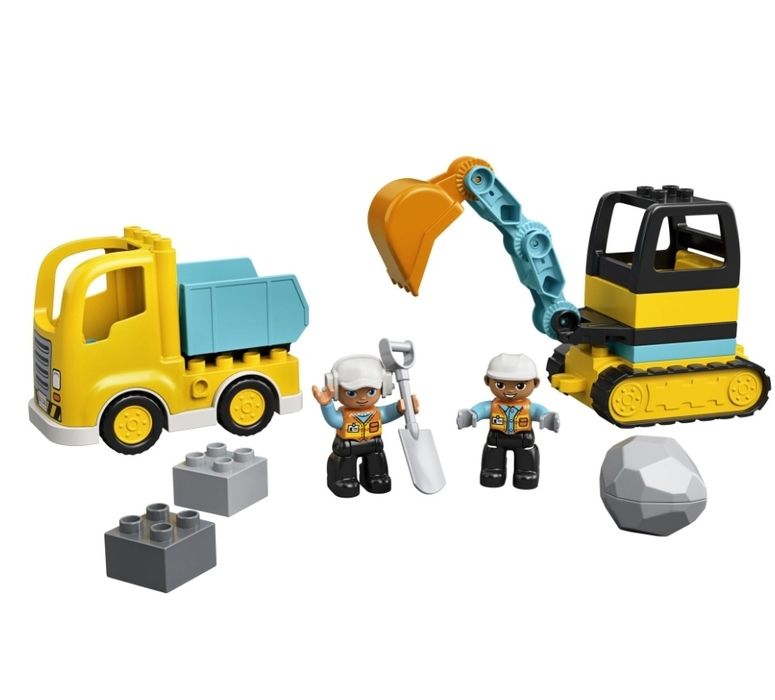LEGO DUPLO 10931 Камион и верижен багер – комплект с 2 фигурки