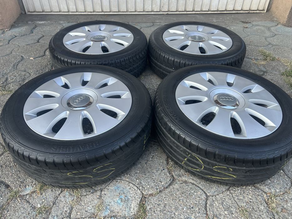 Jante aliaj 5x112mm, anvelope vara 205/65 R16, Audi A3, A4 B5, B6, B7, VW, Seat, Skoda