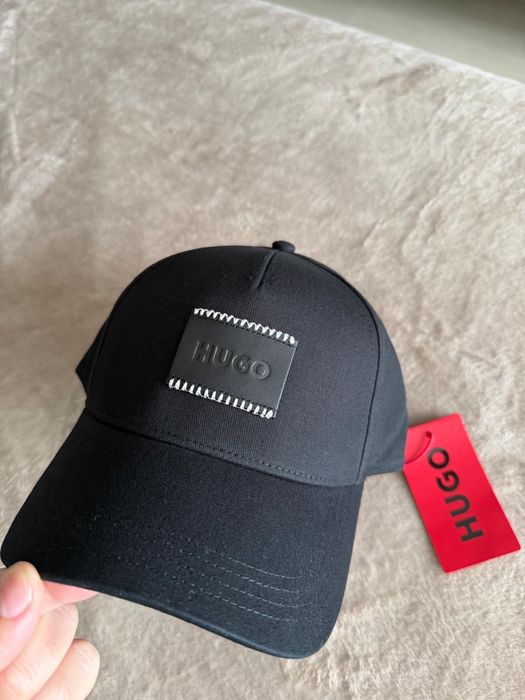 HUGO Jude SL sapca unisex neagra cu logo din piele cusut OS noua originala