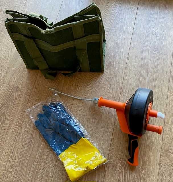 Drain cleaning auger 10m - spirală desfundat țevi cu geantă si mănuși