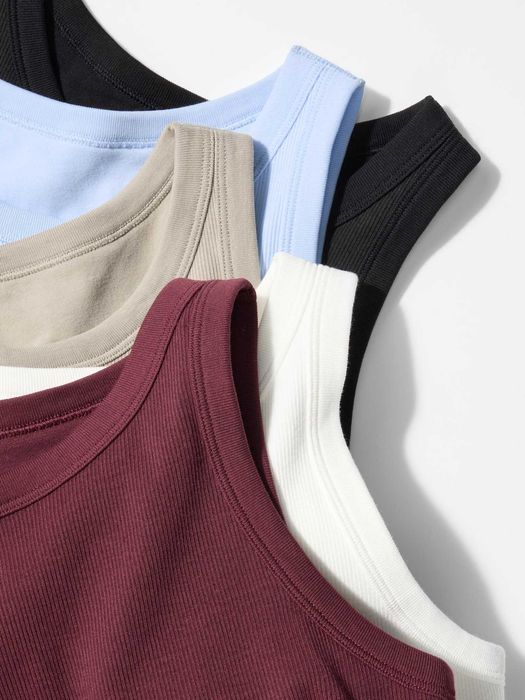 Uniqlo Ribbed Bra Top чёрный бра топ в рубчик
