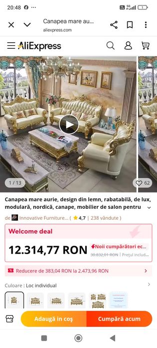 Vând mobilier living imperial stil baroc, model unicat