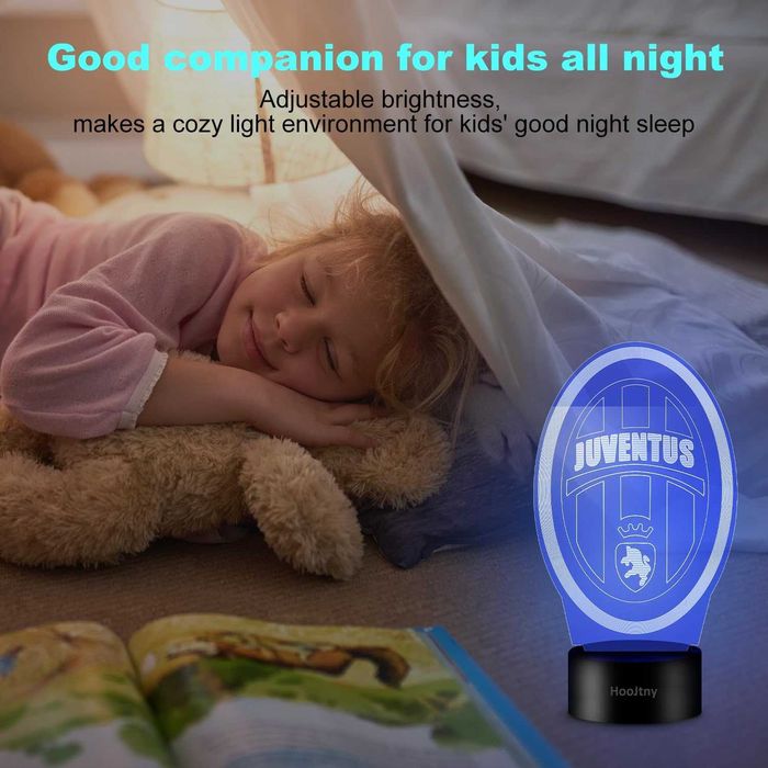 Juventus 3D лампа с дистанционно, 16 цвята димируема