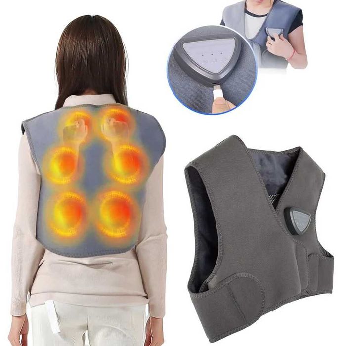 Vesta electrica cu incalzire pe 3 niveluri si masaj relaxant USB