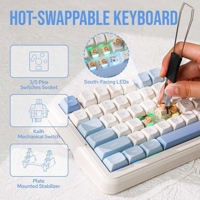 Чисто нова MCHOSE K99 96% безжична геймърска клавиатура, механична...