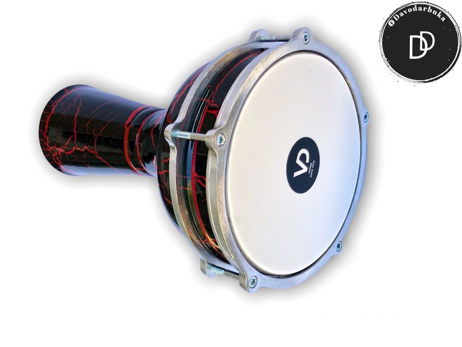 Професионална рисувана тарамбука Vatan 40x25 см черно с червено