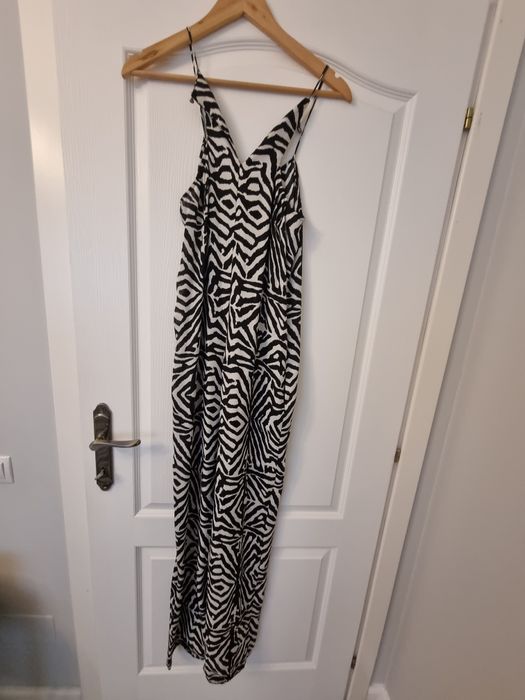 Salopeta zebra alb negru XS Zara casual