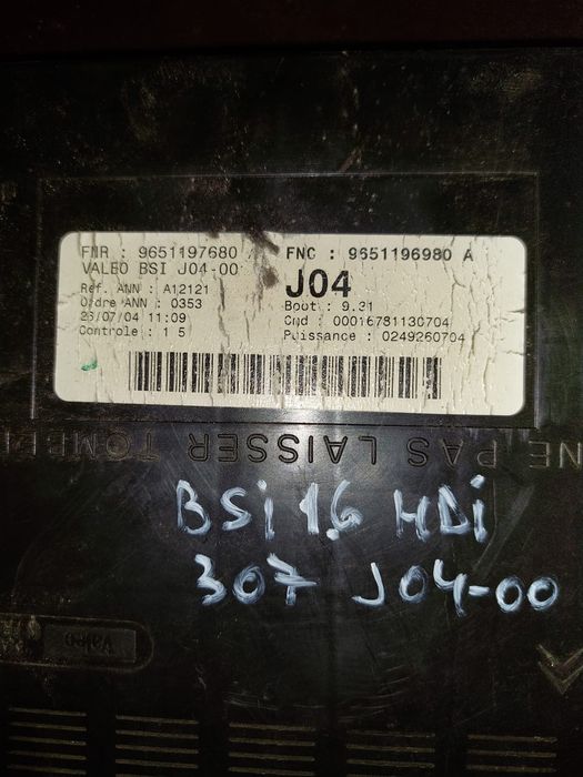 Peugeot 307 BSI J04 00 9651197680
