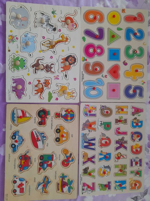 4 puzzle litere numere animale