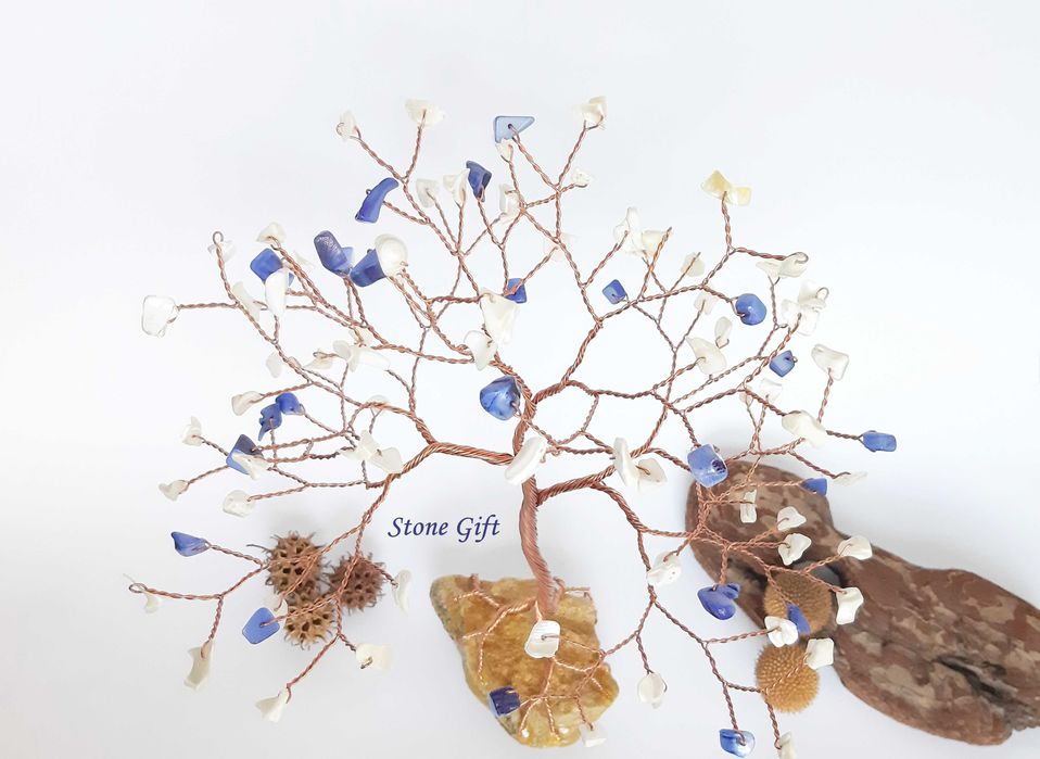 Дръвче Седеф, Декорация Йога, Подарък Полускъпоценни камъни