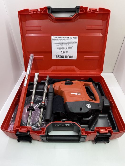 Ciocan rotopercutor Hilti TE 60 AVR SDS Max cu burghie și dălți Noi