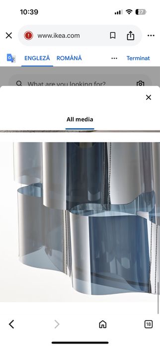 Lustra Ikea ÄLVSTARR Lamp shade, chrome effect, 51 cm
