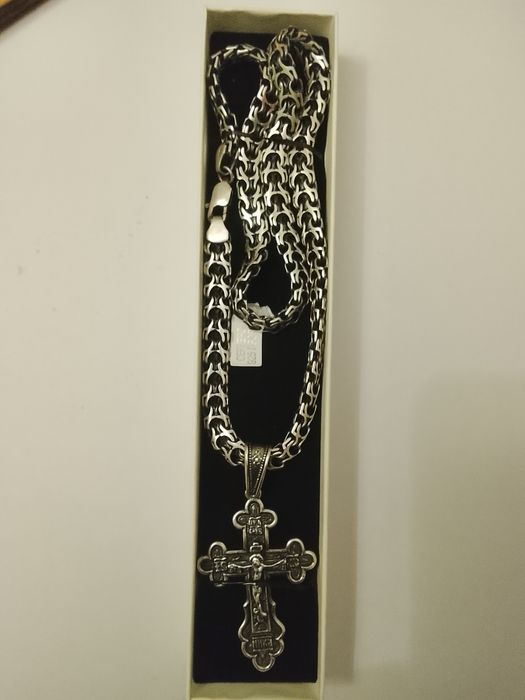 Цепочька с крестиком серебро